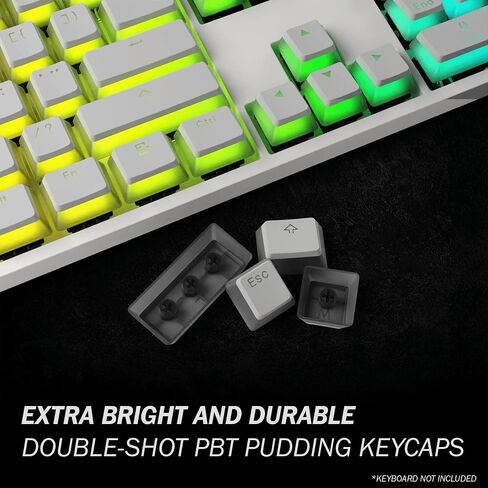 مجموعة أغطية المفاتيح Pudding v2 | مجموعة Doubleshot PBT Keycap | مجموعة مفاتيح ملف تعريف OEM كاملة 145 | ANSI (الولايات المتحدة)، متوافق مع ISO - يدعم الحجم الكامل، TKL، 75%، 60% تخطيطات (أسود) in Kuwait