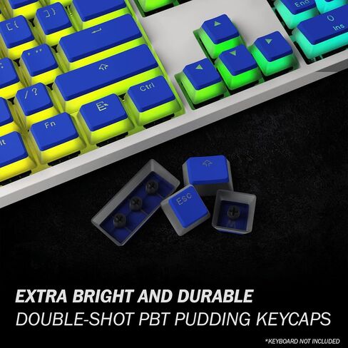 Pudding v2 Keycaps Set | Doubleshot PBT Keycap Set | Full 145 OEM Profile Key Set | ANSI (US), ISO Compatible - Supports Full Size, TKL, 75%, 60% Layouts (Black) in Saudi Arabia