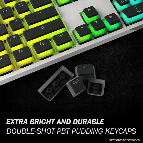Pudding v2 Keycaps Set | Doubleshot PBT Keycap Set | Full 145 OEM Profile Key Set | ANSI (US), ISO Compatible - Supports Full Size, TKL, 75%, 60% Layouts (Black) in Saudi Arabia