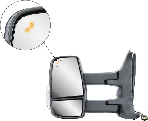 Replacement Driver Left Side Door Mirror Long Extension View Tow Mirror Power and Heated with Signal Light Indicator for Ford Transit 150 250 350 from 2010 to 2024 in Saudi Arabia