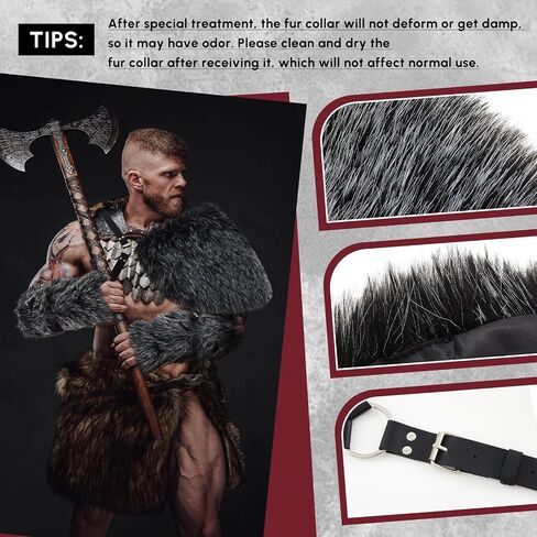 Geyoga 3 قطع Halloween Mens Viking Costume Medix Faux Fur Fur Counter Arm Cuff Cuff Cuff in Kuwait