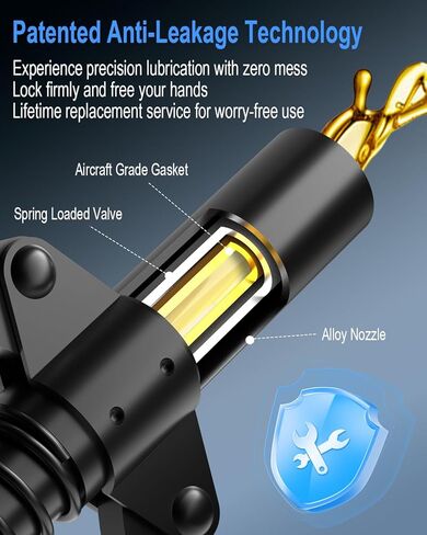 قارئ بندقية الشحوم أسود تسرب تسربات الشحوم نصائح القفل السريع إطلاق عالي الضغط 10000 رطل/مرصوفة بالشم ، مقبض مزدوج 6 الفكين zerk مقرن متوافق مع جميع الأسلحة 1/8 بوصة in Kuwait