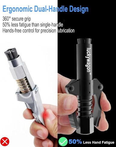 قارئ بندقية الشحوم أسود تسرب تسربات الشحوم نصائح القفل السريع إطلاق عالي الضغط 10000 رطل/مرصوفة بالشم ، مقبض مزدوج 6 الفكين zerk مقرن متوافق مع جميع الأسلحة 1/8 بوصة in Kuwait