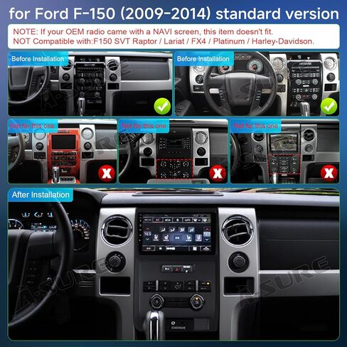ASURE 2024 New Car Stereo Radio Upgrade for Ford F150 2009-2012 Manual AC,9 inch 8Core 4+64GB Android System Car Dash GPS Navigation Unit,Wireless Carplay Android Auto,1280x720 Touchscreen in Saudi Arabia