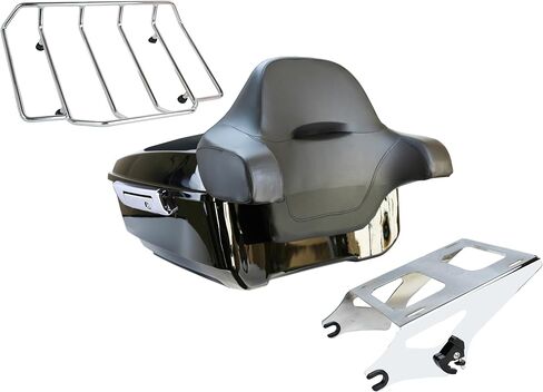 Yhmoto 13.7 "King Tour Pack Trunk+حول مسند الظهر+رف الأمتعة المناسب لـ Harley Davidson Touring Road King ، Road Glide ، Street Glide ، CVO 2014-2024 (Set B) in Kuwait