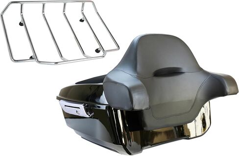 Yhmoto 13.7 "King Tour Pack Trunk+حول مسند الظهر+رف الأمتعة المناسب لـ Harley Davidson Touring Road King ، Road Glide ، Street Glide ، CVO 2014-2024 (Set B) in Kuwait