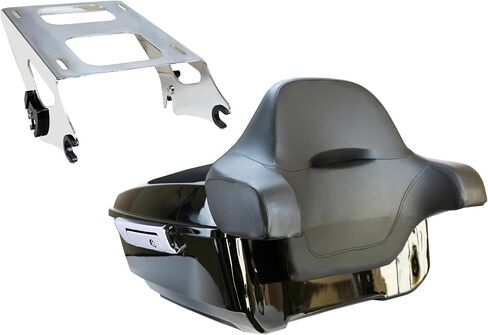 Yhmoto 13.7 "King Tour Pack Trunk+حول مسند الظهر+رف الأمتعة المناسب لـ Harley Davidson Touring Road King ، Road Glide ، Street Glide ، CVO 2014-2024 (Set B) in Kuwait