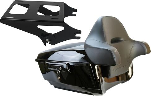 Yhmoto 13.7 "King Tour Pack Trunk+حول مسند الظهر+رف الأمتعة المناسب لـ Harley Davidson Touring Road King ، Road Glide ، Street Glide ، CVO 2014-2024 (Set B) in Kuwait