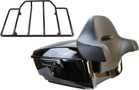 Yhmoto 13.7 "King Tour Pack Trunk+حول مسند الظهر+رف الأمتعة المناسب لـ Harley Davidson Touring Road King ، Road Glide ، Street Glide ، CVO 2014-2024 (Set B) in Kuwait