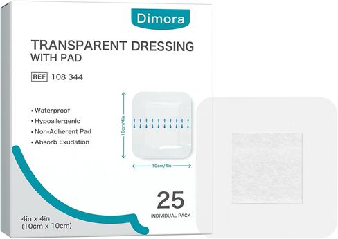 Dimora مقاوم للماء خلع الملابس الشفافة مع وسادة ، شريط ضمادة واضحة كبيرة لرعاية الجرح ، لوحة الغطاء بعد اللصق ， لدرع IV ، رعاية الوشم ، واقي الدش 4x8 بوصة 10 حزم in Kuwait