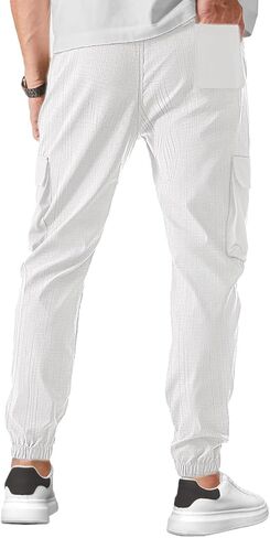 Men's Cargo Pants Casual Lightweight Elastic Waist Drawstring Pant with Pockets in Kuwait