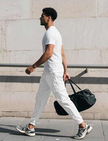 Men's Cargo Pants Casual Lightweight Elastic Waist Drawstring Pant with Pockets in Kuwait