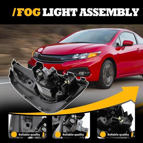 Fog Lights Assembly Compatible with 2013 2014 2015 Civic Sedan Pair of Clear Lens Fog Lamp w/Switch Wiring Kit 33901TR0A51 33951TR0A51 in Saudi Arabia