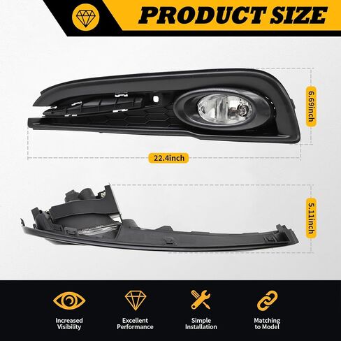 Fog Lights Assembly Compatible with 2013 2014 2015 Civic Sedan Pair of Clear Lens Fog Lamp w/Switch Wiring Kit 33901TR0A51 33951TR0A51 in Saudi Arabia