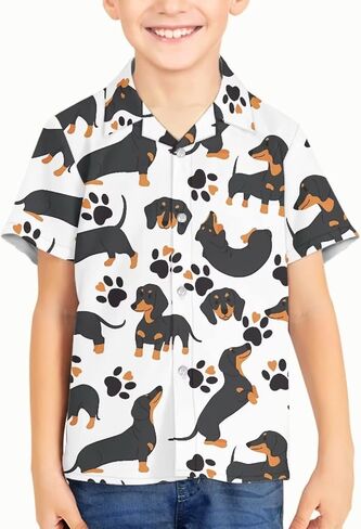 Boys Cute Hawaiian Shirts for Summer Vacation Comfy Short Sleeve V Neck Button Down Shirt Kids Beach Outfits in Kuwait
