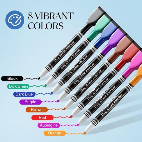 MaxGear Dry Erase Markers Bulk, 12 Count Black Dry Erase Markers Set, Whiteboard Markers Bullet Tip, Dry Erase Board Marker, Black White Board Marker Set for School Office, Bullet Tip, Black, 12 Pack in Kuwait