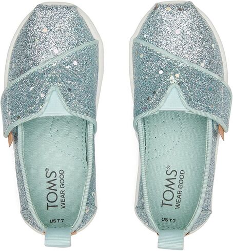 TOMS Girl's Espadrille Loafer Flat, Light Mint Cosmic Glitter, 7 us Little Kid in Kuwait