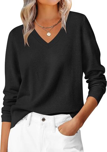 anrabess womens long sweeve v swents rectents 2025 fall classal classic soft loos in Saudi Arabia