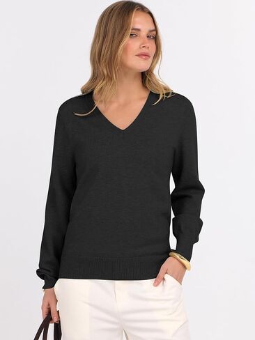 anrabess womens long sweeve v swents rectents 2025 fall classal classic soft loos in Saudi Arabia