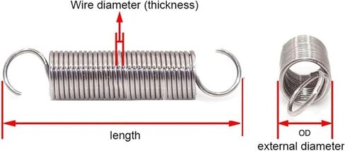 Mdingbao-Extension Springs Wire dia 0.3mm 304 Stainless Stele Stension S Hook Hook Helical Extension Fring ، قدرة تمتد جيدة (الطول 110 مم (5pcs)) in Saudi Arabia