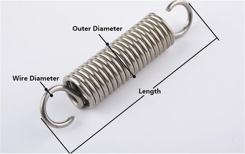 Mdingbao-Extension Springs الأسلاك قطر 0.5 مم 304 التوتر الفولاذ المقاوم للصدأ التوتر الزنبركي S-Hook Hook Lok Extension Extension Writen Metal Spring ، قدرة تمتد جيدة (80 مم (8pcs) ، خطاف 5 ملم. in Saudi Arabia