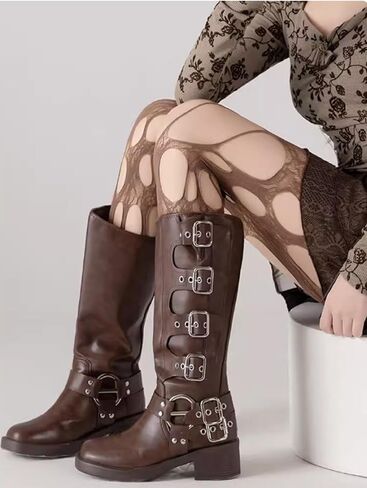 Women's Ripped Fishnet Tights, Irregular Distressed Hole Mesh Stockings, Y2k Lace Sheer Pantyhose in Saudi Arabia