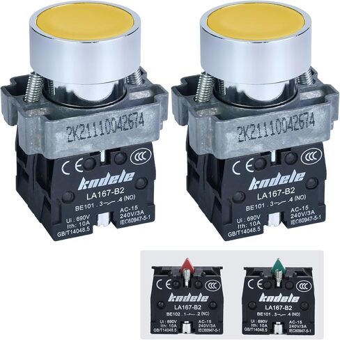 10Amp 2Pcs 22MM Momentary Push Button Switch Red Green 1NO 1NC SPDT Metal Head Waterproof IP65 (1 Red 1 Green) in Saudi Arabia