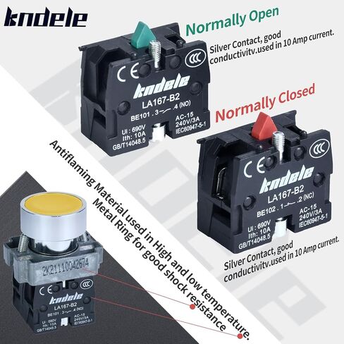 10Amp 2Pcs 22MM Momentary Push Button Switch Red Green 1NO 1NC SPDT Metal Head Waterproof IP65 (1 Red 1 Green) in Saudi Arabia