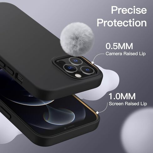 حافظة JETech من السيليكون لهاتف iPhone 12 Pro Max مقاس 6.7 بوصة، حافظة هاتف واقية لكامل الجسم ذات ملمس حريري ناعم، غطاء مقاوم للصدمات مع بطانة من الألياف الدقيقة (أسود) in Kuwait