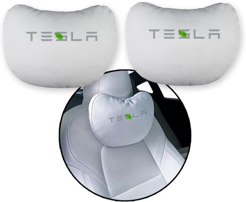 Car Headrest Neck Pillow Support Memory Foam Ergonomic Design Accessory for Driving Seat Fatigue Relief Compatible with Tesla Model S X 3 Y & Cybertruck - 2 Pieces in Saudi Arabia