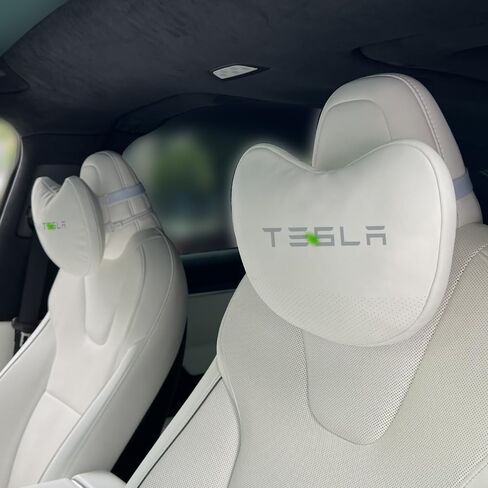 Car Headrest Neck Pillow Support Memory Foam Ergonomic Design Accessory for Driving Seat Fatigue Relief Compatible with Tesla Model S X 3 Y & Cybertruck - 2 Pieces in Saudi Arabia