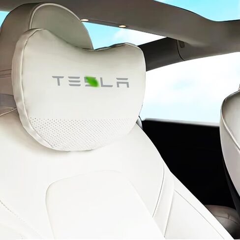 Car Headrest Neck Pillow Support Memory Foam Ergonomic Design Accessory for Driving Seat Fatigue Relief Compatible with Tesla Model S X 3 Y & Cybertruck - 2 Pieces in Saudi Arabia