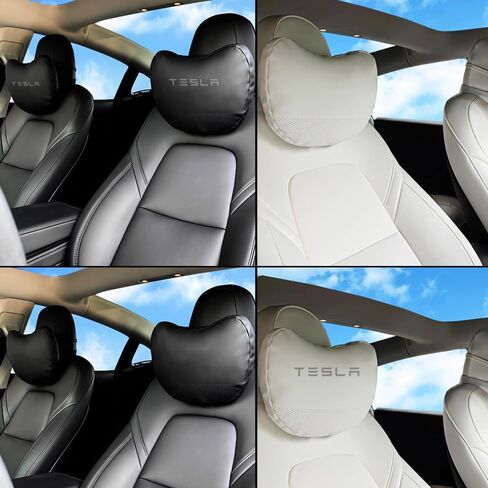 Car Headrest Neck Pillow Support Memory Foam Ergonomic Design Accessory for Driving Seat Fatigue Relief Compatible with Tesla Model S X 3 Y & Cybertruck - 2 Pieces in Saudi Arabia