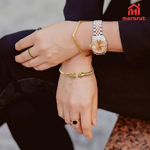 Marsrut Brass Bracelets for Women, Bangles Jewelry in Fist Opening Embossing Design and Gold Color, Solid Cuff Bangle Bracelet for Women Men, 2.30" Inner Diameter, 1 Piece in Saudi Arabia