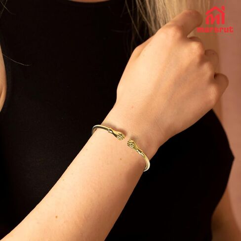 Marsrut Brass Bracelets for Women, Bangles Jewelry in Fist Opening Embossing Design and Gold Color, Solid Cuff Bangle Bracelet for Women Men, 2.30" Inner Diameter, 1 Piece in Saudi Arabia