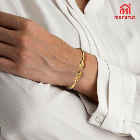 Marsrut Brass Bracelets for Women, Bangles Jewelry in Fist Opening Embossing Design and Gold Color, Solid Cuff Bangle Bracelet for Women Men, 2.30" Inner Diameter, 1 Piece in Saudi Arabia