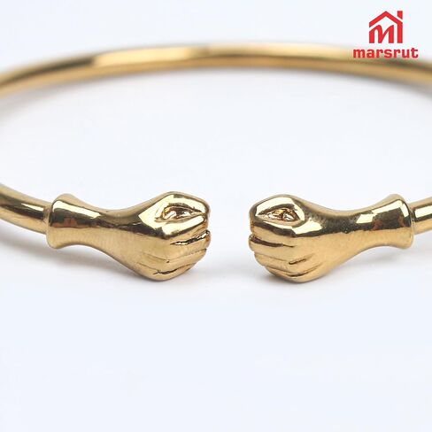 Marsrut Brass Bracelets for Women, Bangles Jewelry in Fist Opening Embossing Design and Gold Color, Solid Cuff Bangle Bracelet for Women Men, 2.30" Inner Diameter, 1 Piece in Saudi Arabia