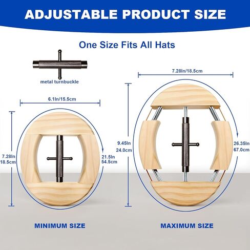 4 Way Hat Stretcher, Hat Stretcher for Fitted Hats, Heavy Duty Hats Shaper Extender w. Lever Wrench for Men All Kind of Caps in Kuwait