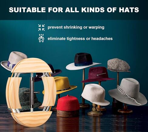 4 Way Hat Stretcher, Hat Stretcher for Fitted Hats, Heavy Duty Hats Shaper Extender w. Lever Wrench for Men All Kind of Caps in Kuwait