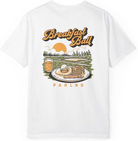 Parlnd Breakfast Ball Golf T-Shirt-Tee Graphic Graphic Funny Retro-قميص صيفي من القطن الناعم in Saudi Arabia