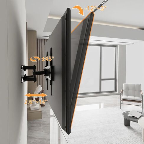 تلفزيون جدار التليفزيون ل 37-80 بوصة LED LCD OLED 4K أجهزة تلفزيون يصل إلى 132 رطلاً ، وجبل تلفزيوني كامل ، وتصنيع شريان تلفزيوني MAX VESA 600X400MM ، وتناسب 12/16 بوصة خشبية in Saudi Arabia
