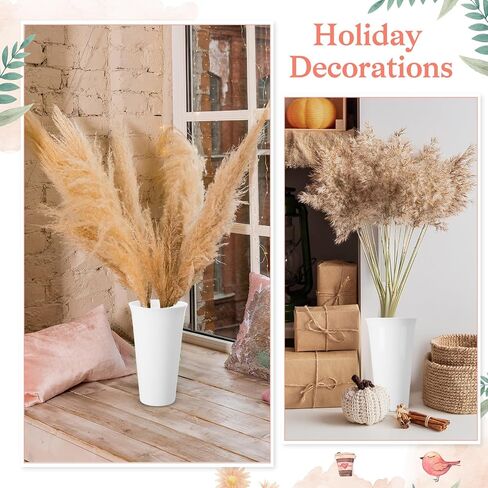 8 Pack Flower Buckets 9.84 Inch Plastic Flower Vases Modern Round Vases for Centerpieces Floral Display Decorative Buckets for Table Home Wedding Decorations (White) in Saudi Arabia