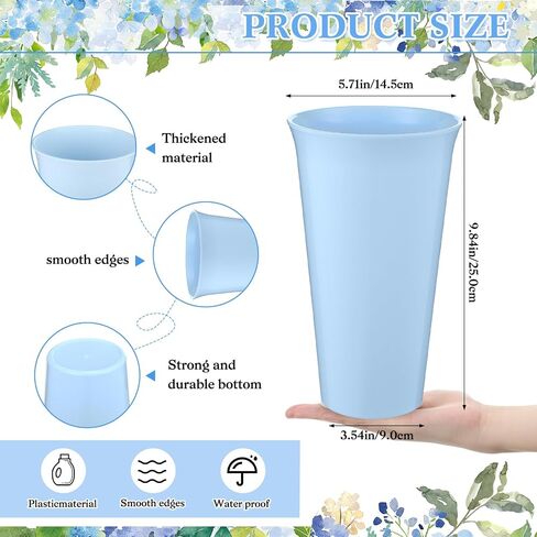 8 Pack Flower Buckets 9.84 Inch Plastic Flower Vases Modern Round Vases for Centerpieces Floral Display Decorative Buckets for Table Home Wedding Decorations (White) in Saudi Arabia