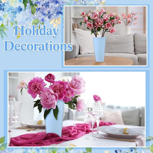 8 Pack Flower Buckets 9.84 Inch Plastic Flower Vases Modern Round Vases for Centerpieces Floral Display Decorative Buckets for Table Home Wedding Decorations (White) in Saudi Arabia