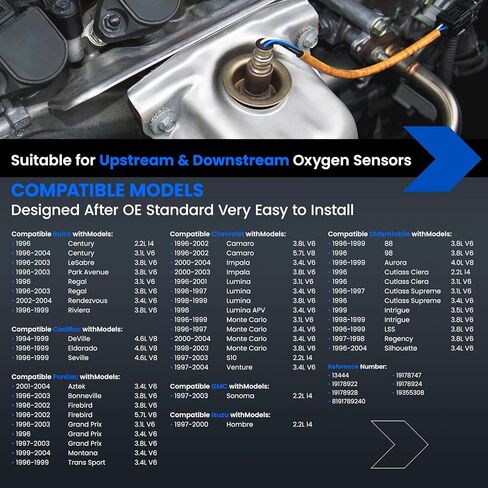 Oxygen O2 Sensor 13444 Upstream & Downstream Compatible with Buick Century Lesabre Regal Riviera, Compatible with Chevy Lumina Monte Carlo Impala Venture Camaro, for 8191789240, 1PCS in Saudi Arabia