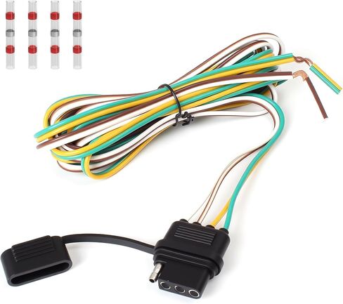 4 Pin Vehicle Side Trailer Wiring Harness 5FT, 16AWG 4 Prong Trailer Light Plug Socket with Dust Cover, 4 Way Trailer Connector Female 4 Wire Replacement Trailer Hitch Wiring in Saudi Arabia