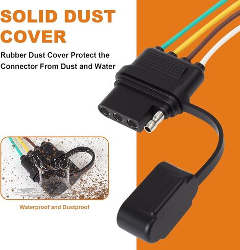 4 Pin Vehicle Side Trailer Wiring Harness 5FT, 16AWG 4 Prong Trailer Light Plug Socket with Dust Cover, 4 Way Trailer Connector Female 4 Wire Replacement Trailer Hitch Wiring in Saudi Arabia