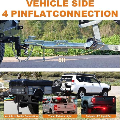 4 Pin Vehicle Side Trailer Wiring Harness 5FT, 16AWG 4 Prong Trailer Light Plug Socket with Dust Cover, 4 Way Trailer Connector Female 4 Wire Replacement Trailer Hitch Wiring in Saudi Arabia