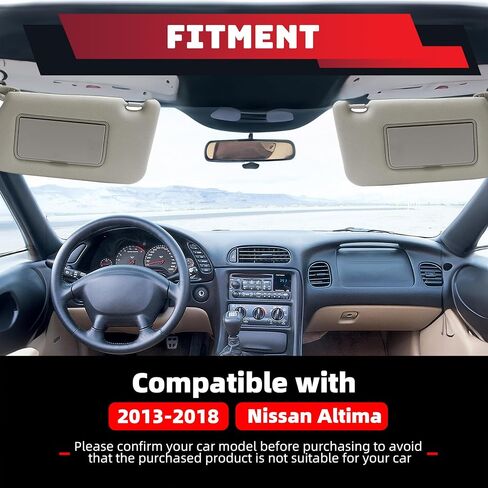 HECASA Left & Right Sun Visor with Vanity Light Compatible with 2013-2018 Nissan Altima Replacement for 96401-3TA2A Sunvisor Sunshade with Mirror with Wired Driver and Passenger Side Gray in Saudi Arabia