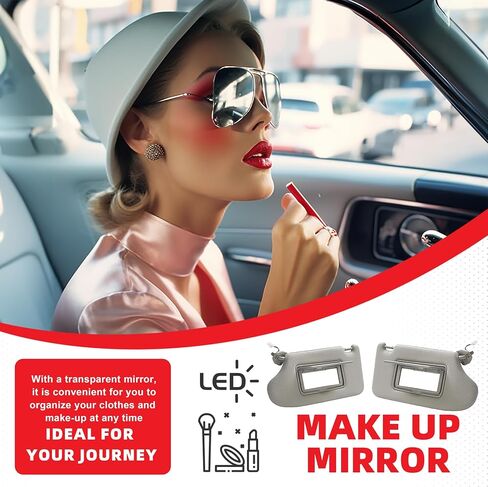 HECASA Left & Right Sun Visor with Vanity Light Compatible with 2013-2018 Nissan Altima Replacement for 96401-3TA2A Sunvisor Sunshade with Mirror with Wired Driver and Passenger Side Gray in Saudi Arabia
